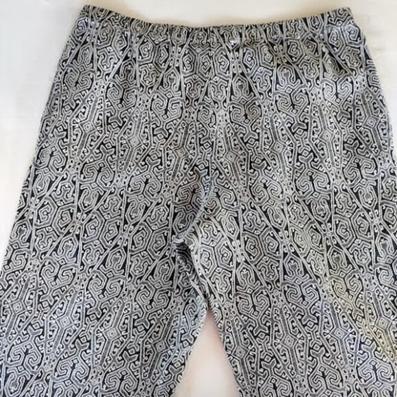 J JILL LOVE LINEN 100% Linen Wide Leg Cropped Boho Print Pull On Pants M - Picture 6 of 12